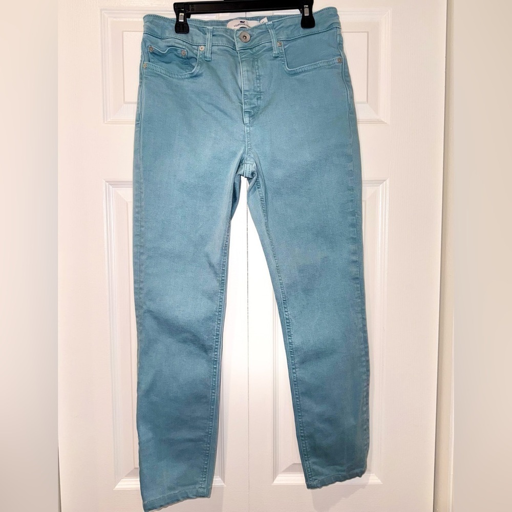 Vineyard Vines Jeans Jamie Skinny Green/blue High Rise Stretch size 27 EUC